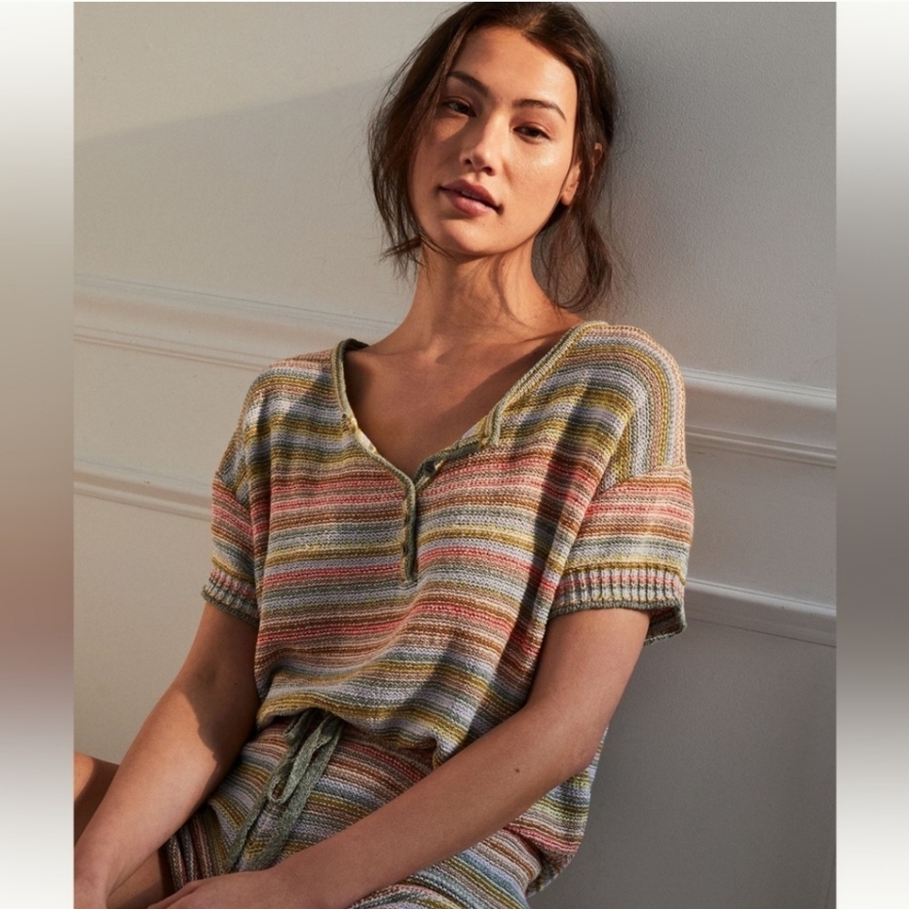 Anthropologie Daily Practice Knit Lounge Multicolor Beachy Top Size Medium